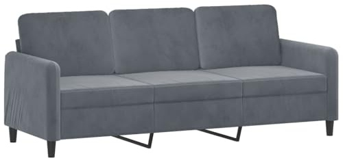 vidaXL Canapé à 3 Places, Siège avec Accoudoirs et Dossier Rembourrés, Meuble de Salon Salle de Séjour Intérieur, Moderne, Gris Foncé Velours