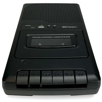 Emerson EPC-3000 Portable Cassette Player and Recorder with Built-in Speaker, Microphone, AM/FM Radio, and 4-Way Power Supply – Perfect for Playback, Recording, and Retro Music Lovers