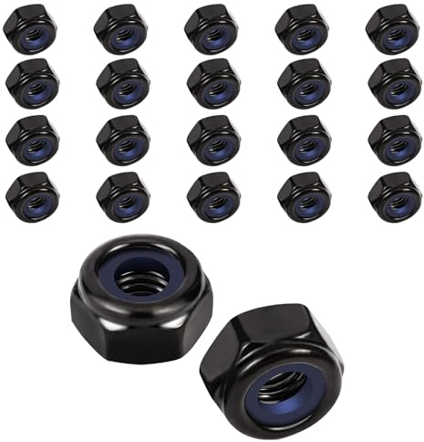 CPYJW 20 Piezas Tuerca de Seguridad M8, 304 Acero Inoxidable A2 V2a, Hexagonal Métrica Autoblocante de Tope (Negro)