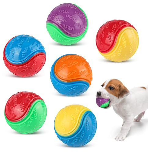 QKURT 6 Balle pour Chien Haute élastique, Boule de Chien Grinçante, Jouets à Mâcher pour Animal, Balles pour Chiens Indestructible, Convient aux Petits, Moyens et Grands Chiens.