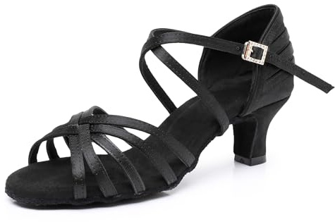 Rosefinch Kvinnors klassiska latinska dansskor professionella dansskor balsal fest salsa fitness dansskor 5/7 cm klack, 2,5-7 tum, Svart 5 cm klack, 6.5 UK