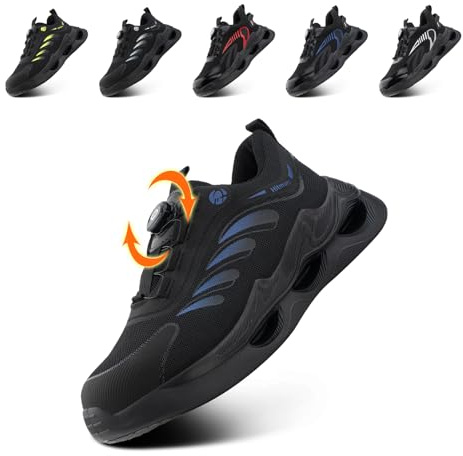 Loiston Sicherheitsschuhe Herren Damen Arbeitsschuhe Stahlkappenschuhe Sportlich Schutzschuhe mit Stahlkappe Arbeitsturnschuhe Atmungsaktiv Leicht rutschfeste Blau EU 46
