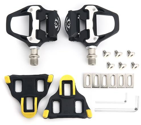 Topiky Fahrradpedale mit -SL System, sl pd-rs500 Pedal, Leichte Aluminiumlegierung, 9x10CM Rennradpedale, Cleats und Montagematerial