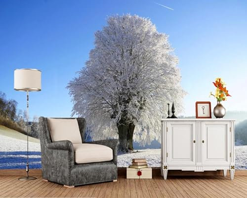 WEIMEIJIE Papel tapiz 3d natural con árbol de invierno, mural para sala de estar, TV, sofá, pared, dormitorio, papel tapiz para habitación de niños, mural