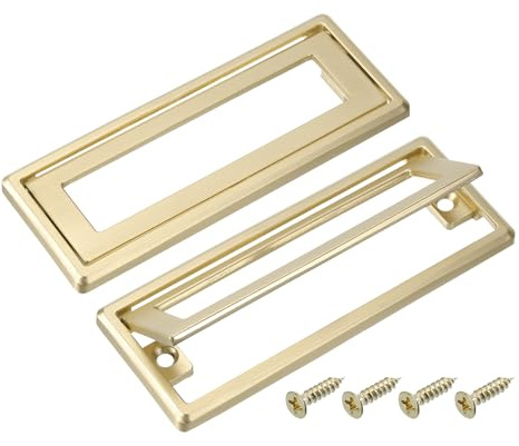 QUARKZMAN 2 Pcs Tirador Empotrado, 3.8 Pulgada Distancia Entre Centros De Agujeros Tirador Oculto Empotrado Para Cajones Alacena, 4.5 Pulgada Longitud, Dorado