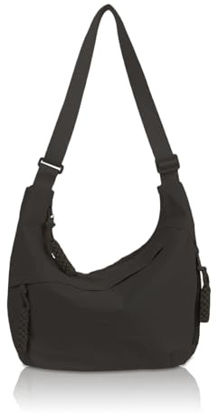 Winsegom Crossbody Bag Dumpling, Black Cross Body Bag Crescent, Nylon Crescent Bags for Women with Adjustable Strap Multi Pockets for Girls Ladies Travel Daily Shopping Work
