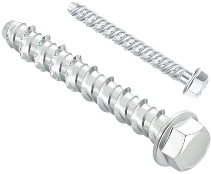 DAIRYCOF 20PCS M8x60mm Flange Hex Head Concrete Screws, Self-Tapping Masonry Anchor Bolts for Brick Wall, Outdoor Use in Decking, Fencing, Wood, Stone