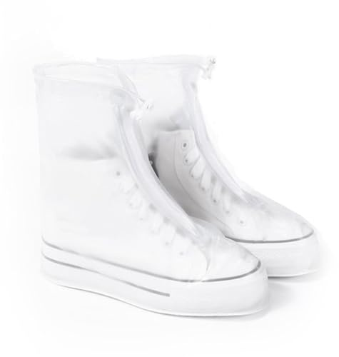 ZhouWei 1 Paires Surchaussures Impermeables avec Fermeture Eclair, PVC Antidérapants Pliables Couvre Chaussure Réutilisables Protege Chaussure Pluie Surchaussures Lavable, pour Jours Pluie, L 28.5cm