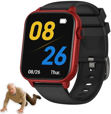 Vexorium 4G Reloj inteligente Senior con botón SOS, detección de caída, impermeable IP67, rastreador GPS, llamadas bidireccionales, reloj inteligente de seguridad para personas mayores con soporte SIM