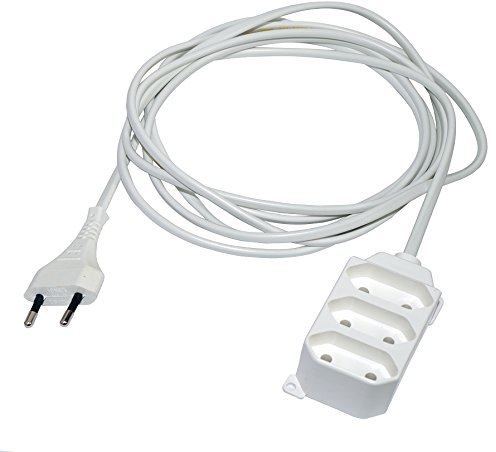 Verlängerungskabel Verlängerung 3-fach Strom-Kabel Euro-Stecker Eurosteckdosenleiste/Eurosteckerleiste (3,0 Meter 3-Fach, Weiss)