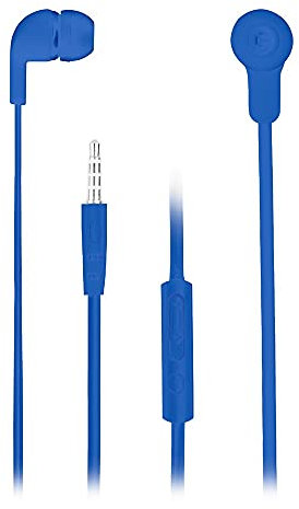 NGS CROSSSKIP Blue - Écouteurs Intra-Auriculaires, Écouteurs Filaires avec Microphone, Casque Stéréo avec Prise Jack 3,5mm et Bouton Multifonction, Bleu
