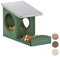 Relaxdays Eichhörnchen Futterhaus, Kobel aus Holz, wetterfestes Metall Dach, zum Aufhängen, Garten Futterstation, grün