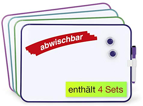 TimeTEX Set Gruppenarbeit-Whiteboard A4-Plus, 16-tlg - jedes Whiteboard mit abwischbarem Folienstift und 2 Magneten - 62198