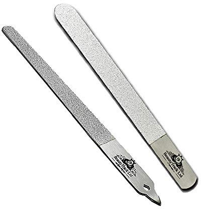 BeautyTrack 6-Inch Diamond Deb Nail File, for Manicure, Pedicure, Grooming Foot Skin, Podiatric Foot Care Instruments, Stainless Steel (Pack of 2), Pouch