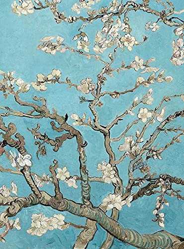 Papier peint photo Van Gogh - Fleur de cerisier - Naturel - 1,92 x 2,6 m - Bleu, gris, blanc
