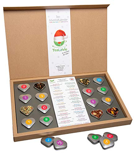 TEALAVIE Tee-Adventskalender 2026 | 24 hochwertige lose Tees in edlen Teedosen | Handmade | Merry Christmas Happy New Year (Set), Chanukka - jetzt zu Weihnachten 2026 schenken 220g