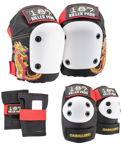 187 Killer Pads 6-pack dynset, armbågsdynor, knäskydd och handledsskydd – perfekt för skateboard, rullskridskoåkning och inline-skridskoåkning