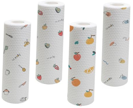 IMIKEYA 4 Rollen Lappen disposable toilet pads allzwecktuch Handtuch Geschirrtuch Einweg-Geschirrtücher Geschirrtücher für die Küche sauber Feuchttücher die Faulen Putztuch Zellstoff Weiß