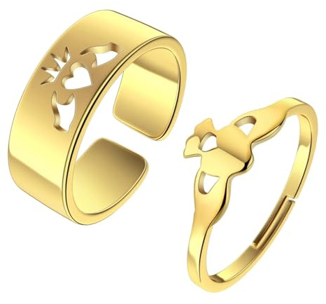 Ringar ring smycken kvinnor män klassisk Claddagh hjärta justerbar ring set för par bröllop, En storlek