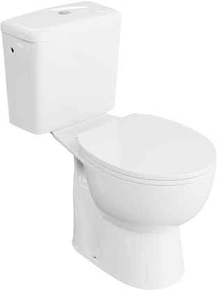 LAVITA Einteilige Stand-WC CETO-ECO Komplett-Set WC deckel Keramik Toilette Toilettenschüssel Toilettenbecken Stehend + WC-Anschlussstück