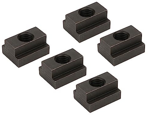 Set di 5 Dadi con Scanalatura a T - Filettatura M12, Finitura Resistente in Ossido, per Tavoli di Macchine Utensili