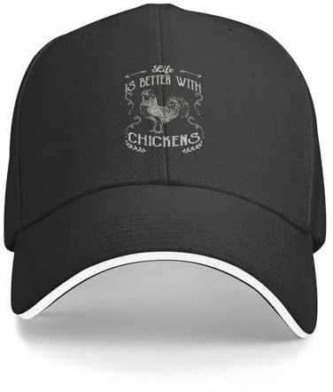 Mütze Das Leben Ist Schöner Mit Hühnern Sonnenmütze Atmungsaktiv,Freizeit Baseball Cap Flat Hüte Für Reisen Outdoor Sport
