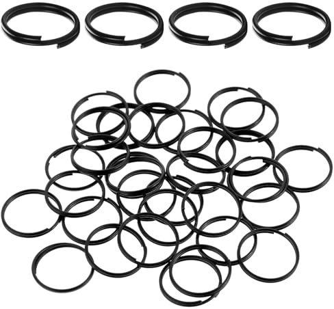100 Stück Schwarze Runde Flache Schlüsselanhängerringe Aus Metall, Spaltring, 15 Mm/0,59 Zoll, Kleiner Schwarzer Schlüsselanhänger Für Heimwerkerzubehör Zum Aufhängen Von Schlüsseln