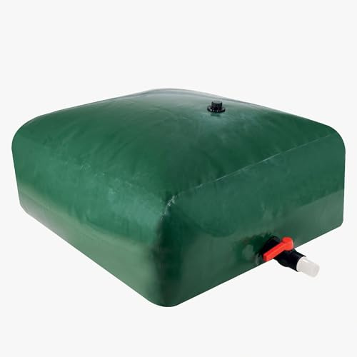 WERKA PRO - Cuve Citerne Souple 1000 litres en PVC 0,7mm, Résistante Aux Intempéries, avec Vanne 1/4 de Tour 1,5'' et Entrée d'eau 1'' - Couleur Verte, Taille 1x1x1M.