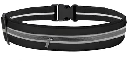 Marsupio running – Cintura da corsa per cellulare da jogging & Marsupio corsa running – Cintura porta soldi e Running belt regolabile per jogging, fitness e viaggi (Nero)