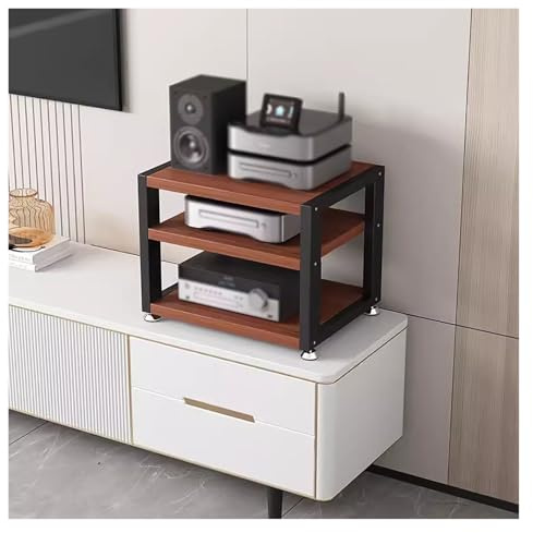 Hifi-högtalarstativ med 3 nivåer för hemmabio, ljudvideo skivspelare ställ, litet medieskåp för TV, förstärkare, spelkonsol – snygg och robust design