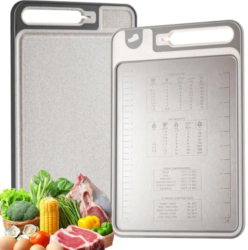 Tagliere Acciaio Inox, 37 x 25cm Tagliere in Titanio, Tagliere in Acciaio Inox Alimentare, Tagliere in Titanio Multifunzione, Tagliere in Tita-nio per Cucina, per Carne Frutta Pane
