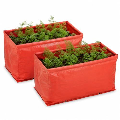 Haxnicks 2 x Garden Carrot Planter | Grow Bag Trough Planter For Planting Carrots | Pack Of 2, 45 x 30 x 30 cm | Planter140101 |, Red