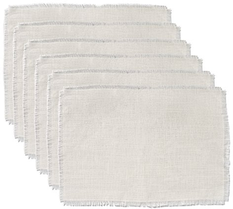 DII Jute Burlap Collection Kitchen Tabletop, Placemat Set, 13x19, Solid Ivory, 6 Count
