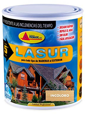 Promade - Lasur Protector Mate al Agua Maderas de Exterior - 4 L (Incoloro)