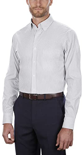 Van Heusen Men's Dress Shirt Regular Fit Pinpoint Stripe, Iced Grey, XL