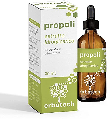 ERBOTECH Propoli (propolis) con Contagocce 30 ml, Tintura Madre, estratto puro, adatto ai Bambini, rimedio naturale per mal di gola, contribuisce al benessere delle vie respiratorie, Made in Italy