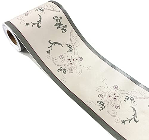 WDragon Simple Grey Vine Foral Pattern Wallpaper Border Peel Stick Wall Decal Sticker Bathroom Kitchen Ceiling Border,Waterproof Removable 10cm by 10meters