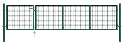 vidaXL Gartentor Gartentür Zauntor Gartenpforte Zauntür Hoftor Gartenzaun Pforte Metalltor Hoftür Tor Einfahrtstor Stahl 350x75cm Grün