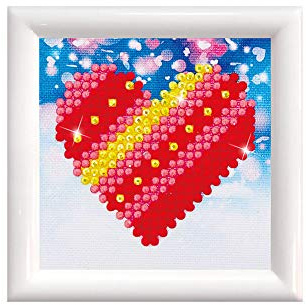 Diamond Dotz DDSF-007 Bild Herz, mit weißem Rahmen, ca. 7,6 x 7,6 cm groß, Diamond Painting, Malen mit Diamanten, funkelndes Bild zum Selbstgestalten, für Kinder und Anfänger