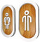 DOJA BARCELONA | Cartel para Baño | Hombre + Mujer | Color Madera | 100mm x180mm | Simbolo Adhesivo WC para Puerta | Placa Pegatina para Aseo, Aseos Cartel, Vinilo Adhesivo, Señal de Lavabo