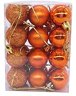 SpirWoRchlan Weihnachtskugeln, 36er Set, Weihnachtsdeko, matt, glanzend, glitzernd, Christbaumkugel ∅ 4cm, Anhänger Baumschmuck Weihnachten WeihnachtsbaumDeko Christbaumkugeln Orange