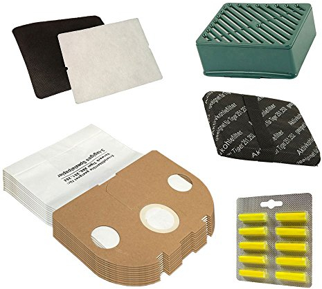 Sparset 10 Staubsaugerbeutel + 10 Duftsteine + Hepa Filter + Kohlefilter geeignet für Vorwerk Tiger VT 251 252 - aus Spezialpapier