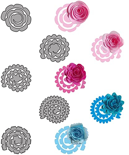 Pilikoll 5 Stück 3D Blumen Stanzschablone Metall Prägeschablonen Stanzformen Blumen Prägeschablonen Stanzformen für Scrapbooking, DIY Dekor, Fotopapier, Papierhandwerk