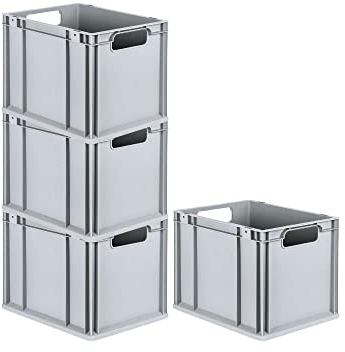 PROREGAL SET SUPER ÉCONOMIQUE 4x Bac Euro NextGen Economy | Poignées ouvertes | HxLxP 32x30x40cm | 30 litres | Eurobox, boîte industrielle, boîtes de rangement, empilables