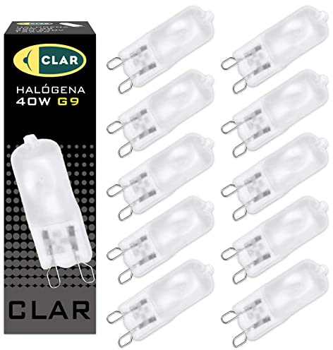 CLAR - Lampadina Alogena G9 40W, Mini Faretto per Cappa Cucina (Confezione da 10)