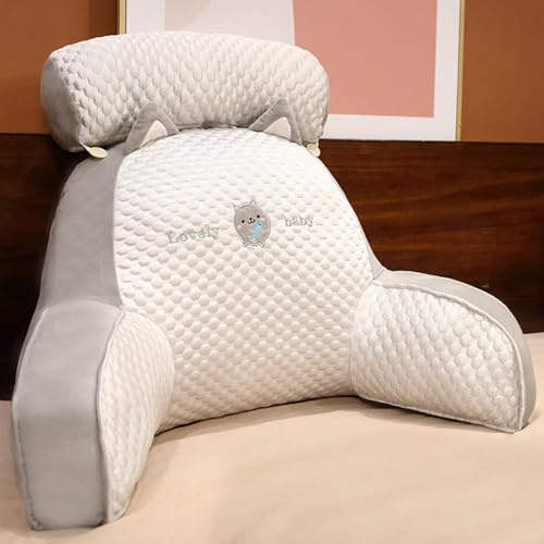 Cojín de Lectura para Cama | Cojín de Espalda para Sentarse en la Cama | Cojín de Lectura de Seda Helada | Cojín de Respaldo con reposabrazos | Cojín de Lectura para Adultos en la Cama | Cojín