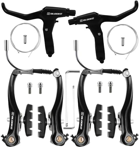 TUZHE Juego de V-Brake universales para bicicleta, cuerdas de freno y palancas de freno para MTB y carretera (negro)
