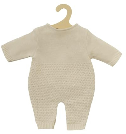 Heless 2480 - Puppenkleidung aus 100% Bio-Baumwolle, Strickstrampler in Ecru für Puppen und Kuscheltiere der Größe 35-45 cm