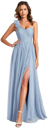 Ever-Pretty Robes de Demoiselle d’Honneur Arc Manches Courtes Col V Taille Empire Fendu Mariage Invités ES02080-P