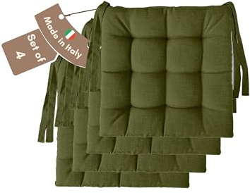 Il Tuo Artigiano Design Set 4 o 6 Cuscini per Sedie da Cucina Made in Italy - Cuscini Sedie Cucina set da 6 40x40 cm spessore 6 cm - Imbottiture in Spugna e morbido acrilico (4, Cachi)
